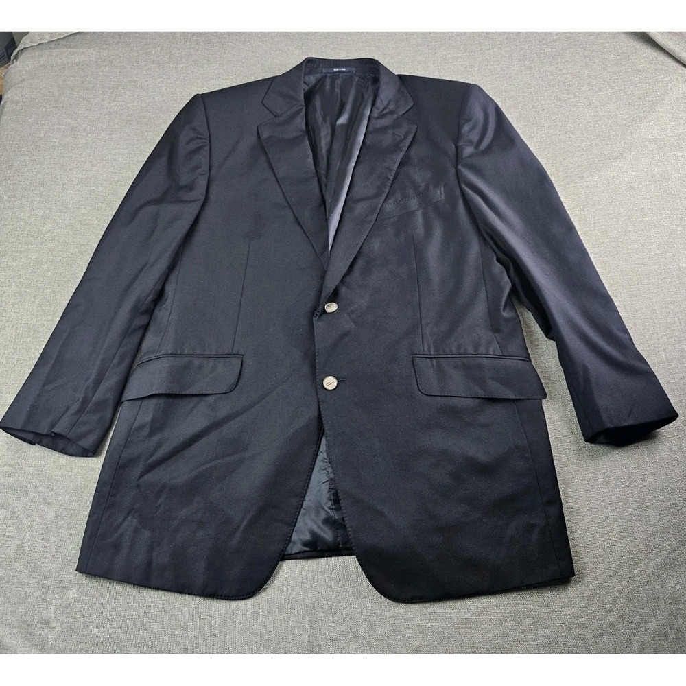 Dunhill London Blazer Men 46 Blue Wool Metal Button Surgeon Cuff Jacket Italy